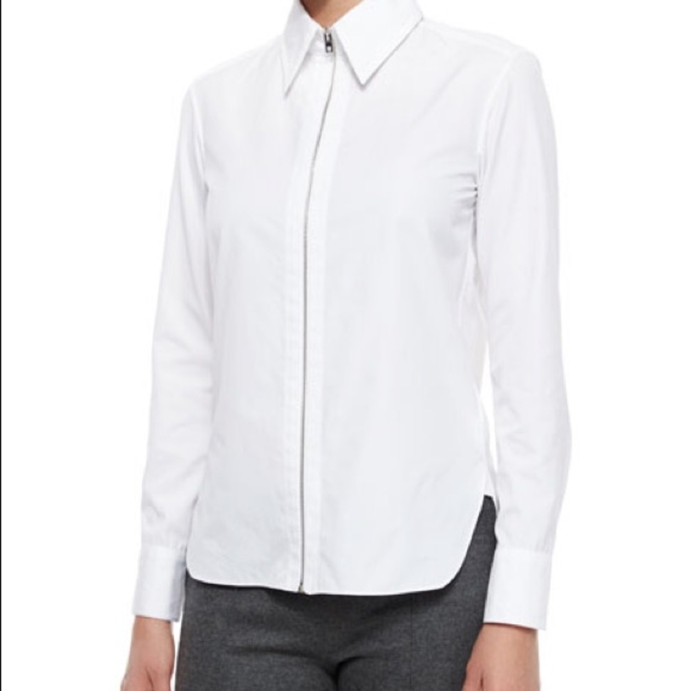 Rag & Bone Frances Zip-Front Classic White Shirt